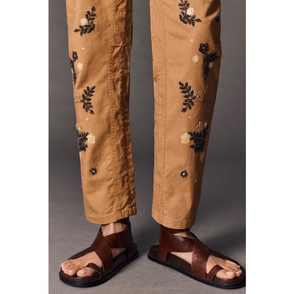 Pilcro Anthropologie The Wanderer Mid-Rise Relaxed-Leg Pants 24 Appliqué Edition - Picture 3 of 8